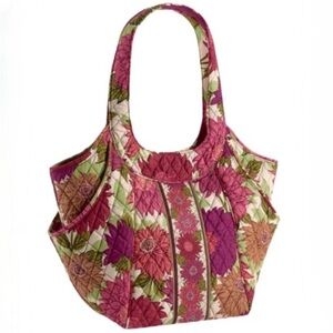 Vera Bradley Quilted Floral Shoulder Bag Pink Green Cottagecore Vintage Y2K